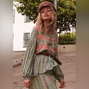 Spell & The Gypsy Collective City Lights Blouse - Sage/Blush